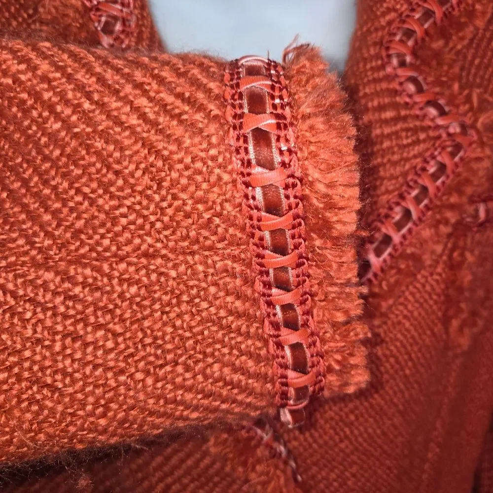 Dialogue Women's Tweed Orange Lined Textured Blazer Jacket Coat Size 12